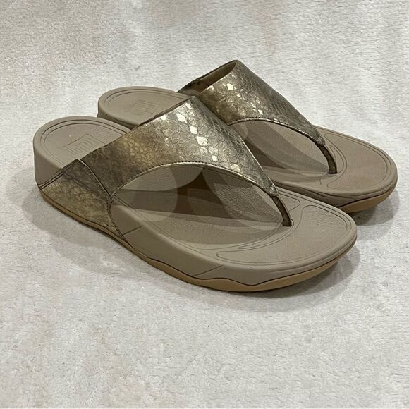 FitFlop Lulu Metallic Snake Flip-Flop Size 10 - Picture 6 of 14